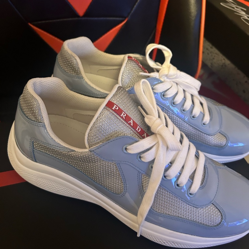 Baby blue Prada American Cup Size 9.5 Mens U.S